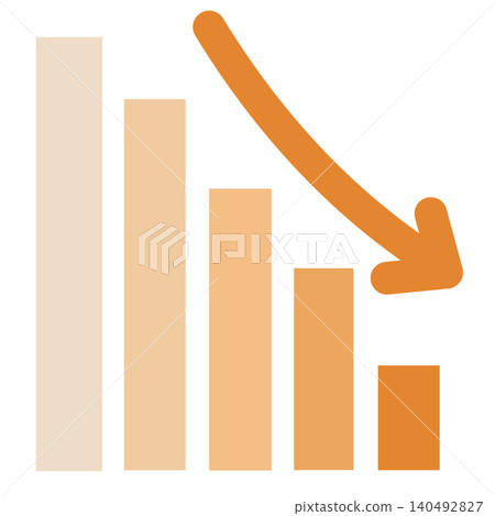 Sloping bar graph with arrows, orange. Sloping bar graph with arrows, orange. 140492827