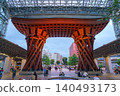 Kanazawa, Japan - Oct 6 2024, A panoramic view of Tsuzumi Gate at the entrance to Kanazawa Station, with people walking in the foreground, at daytime, Kanazawa, Japan 140493173