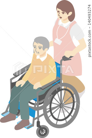 Isometric, nursing care, welfare, medical, wheelchair, senior, male, female, elderly, caregiver, person, illustration material Isometric, nursing care, welfare, medical, wheelchair, senior, male, female, elderly, caregiver, person, illustration material 140493274