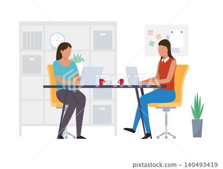 Professional Women Working on Laptops in a Modern Minimalist Office Professional Women Working on Laptops in a Modern Minimalist Office 140493419