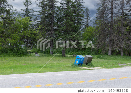 Roadside Recycling Bins In Forest Park Roadside Recycling Bins In Forest Park 140493538