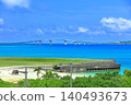 [Okinawa Prefecture] Irabu Bridge on a clear day (Miyako Island) 140493673