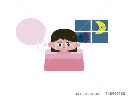向量圖：一個失眠的女孩 140493688