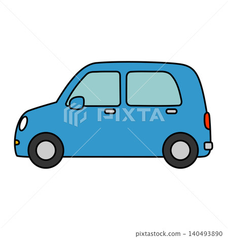 簡單的藍色汽車（側視圖）向量圖 140493890