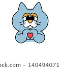 Dull Blue Cat Finger Heart 140494071