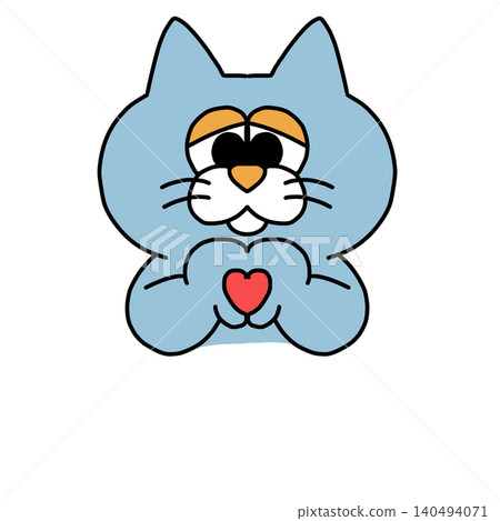 Dull Blue Cat Finger Heart Dull Blue Cat Finger Heart 140494071