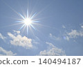 Blue sky and sun, direct sunlight, free space image 140494187