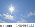 Blue sky and sun, direct sunlight, free space image 140494188
