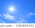 Blue sky and sun, direct sunlight, free space image 140494191
