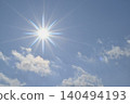 Blue sky and sun, direct sunlight, free space image 140494193