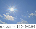 Blue sky and sun, direct sunlight, free space image 140494194