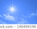 Blue sky and sun, direct sunlight, free space image 140494196