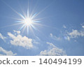 Blue sky and sun, direct sunlight, free space image 140494199