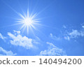 Blue sky and sun, direct sunlight, free space image 140494200