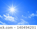 Blue sky and sun, direct sunlight, free space image 140494201