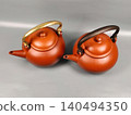 Two Traditional Chinese Yixing Clay Teapots with Metallic Handles 140494350
