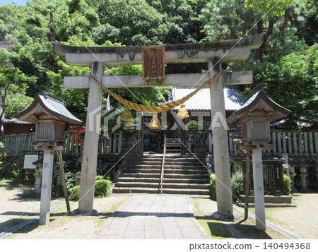 樫森神社的鳥居和參拜殿！岐阜縣岐阜市 140494368