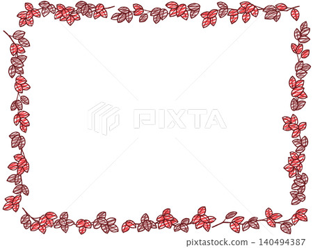 A frame with a simple illustration of branches and leaves. A frame with a simple illustration of branches and leaves. 140494387