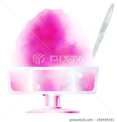 Watercolor-style vector - shaved ice - pink Watercolor-style vector - shaved ice - pink 140494391