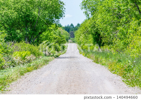 一條筆直的土路（土路圖），前景和背景都有些模糊。 140494660