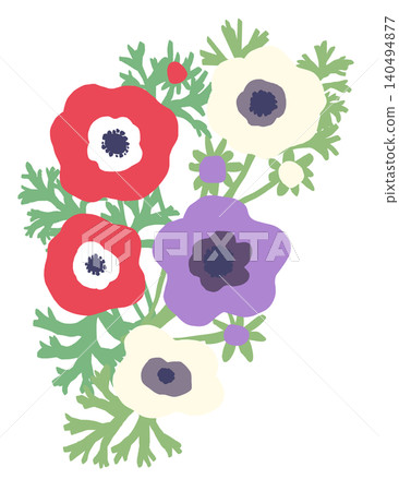 北歐風格的銀蓮花插圖 140494877
