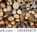 Cross-section texture of stacked firewood; wood background material. 140494879