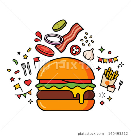 Burger and Fries Illustration Burger and Fries Illustration 140495212