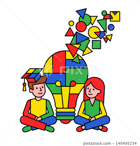 Children and a Lightbulb of Ideas Children and a Lightbulb of Ideas 140495234