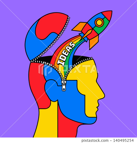 Creative Ideas Launching from a Zippered Head Creative Ideas Launching from a Zippered Head 140495254