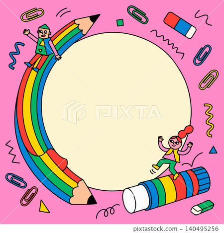 Children Playing with School Supplies Children Playing with School Supplies 140495256