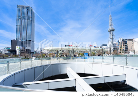 Nagoya's Sakae cityscape: Oasis 21, Chubu Electric Power's MIRAI TOWER, and The Landmark Nagoya Sakae Nagoya's Sakae cityscape: Oasis 21, Chubu Electric Power's MIRAI TOWER, and The Landmark Nagoya Sakae 140496043