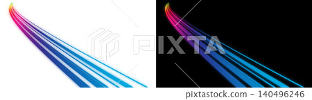 Shining rainbow-colored lines and rays of light, transparent background, dynamic decorative light material. Shining rainbow-colored lines and rays of light, transparent background, dynamic decorative light material. 140496246