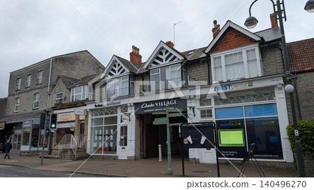 Streetscape of a shopping street in a provincial town in England Streetscape of a shopping street in a provincial town in England 140496270