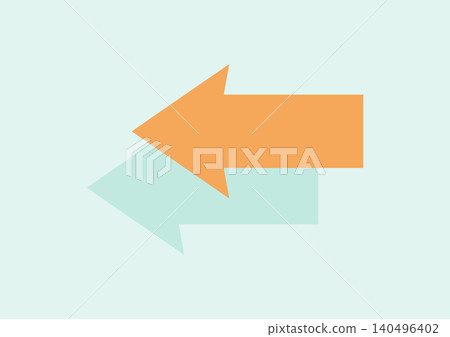 A left-facing, shadowed arrow design (orange) A left-facing, shadowed arrow design (orange) 140496402