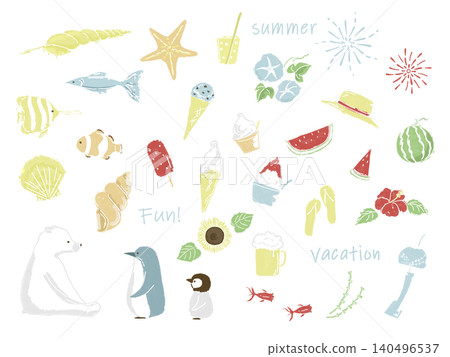 Summer cute hand drawn illustration set 140496537