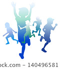 Silhouette illustrations of people playing sports 140496581