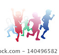 Gradient silhouette illustration of people running 140496582