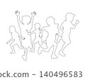 Simple silhouette illustration of children running 140496583