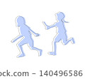 Silhouette illustration of children passing a baton in a relay race. 140496586