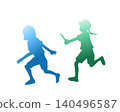 Illustration of silhouettes of children passing a baton 140496587