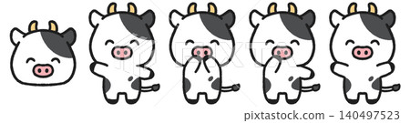 Set of illustrations of smiling cows Set of illustrations of smiling cows 140497523