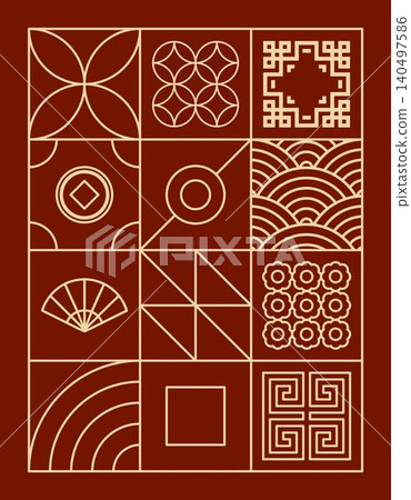 Chinese background pattern outline Chinese background pattern outline 140497586