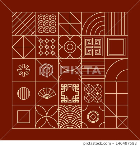 Lunar new year background outline Lunar new year background outline 140497588