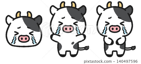 A set of illustrations of crying cows A set of illustrations of crying cows 140497596