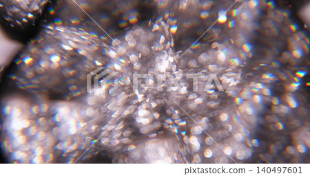 Blur gleam glimmer. Bokeh light. Defocused silver yellow blue color glitter lens flare leaking on illuminated creative optical abstract background. 140497601