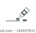 An illustration of toothpaste on a toothbrush for cavity prevention and oral care. 140497633
