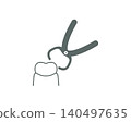 An illustrative image of a tooth extraction procedure using forceps. 140497635