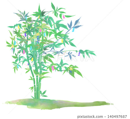 以七夕為靈感,在白色背景上繪製了竹子和短冊(寫願望的紙條)的插圖。 以七夕為靈感,在白色背景上繪製了竹子和短冊(寫願望的紙條)的插圖。 140497687