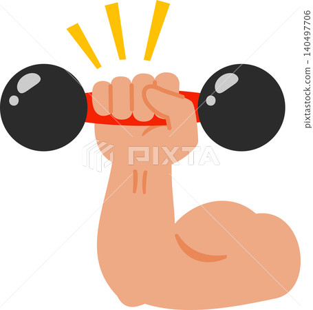 Muscular hands holding dumbbells Muscular hands holding dumbbells 140497706