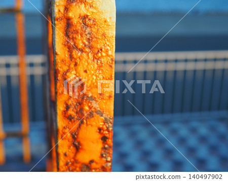 Rusty iron plate, rusty iron rod - Texture - Background - Copy Space Rusty iron plate, rusty iron rod - Texture - Background - Copy Space 140497902